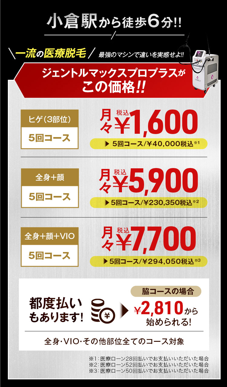 ジェントルマックスプロプラスがこの価格！ヒゲ5回コース40,000